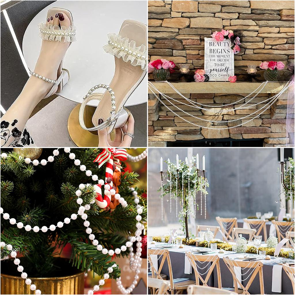 5Yards/Roll Imitation Pearl Beads Chains Round Beads String Line Chains For DIY Wedding Party Decor Jewelry Making Accessories