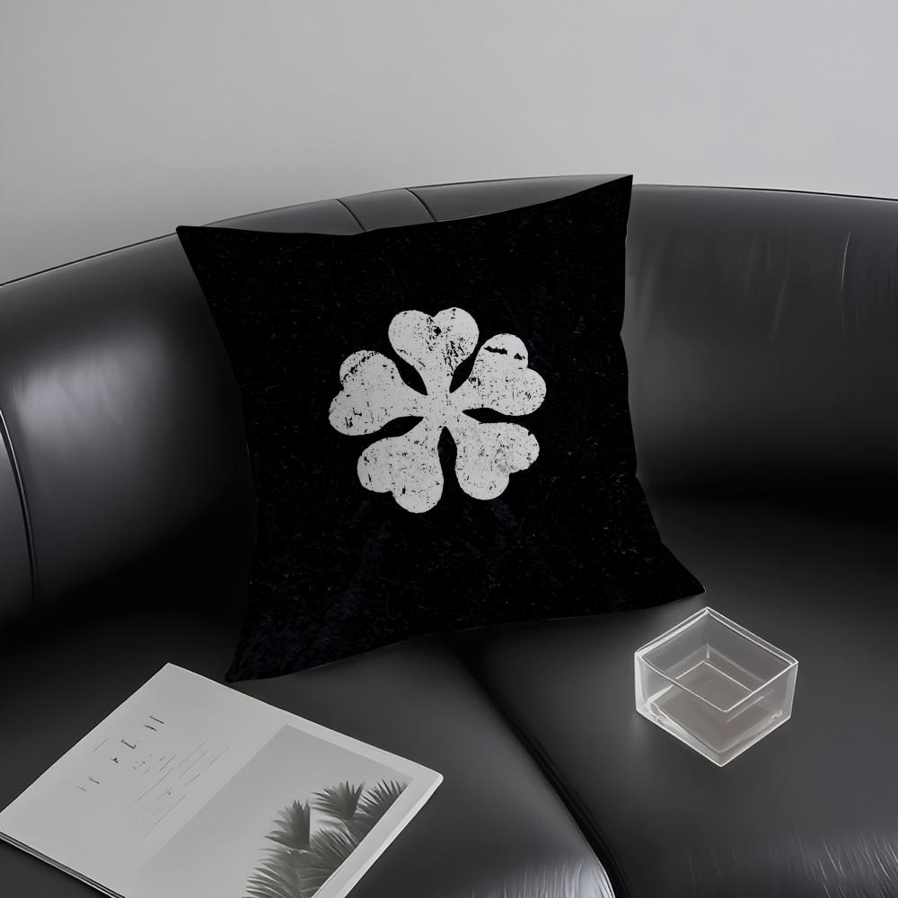 B-Black C-Clover Anime Cushion Cover Pillowcase Ultra Soft Skin Friendly Fabric Cloud Like Comfort & Concealed Zipper