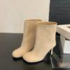 Fashion Shoes for Women Street Style Black Ankle Boots Autumn Thin Heels Shoes Women Winter Concise Chelsea Short Botas Mujer