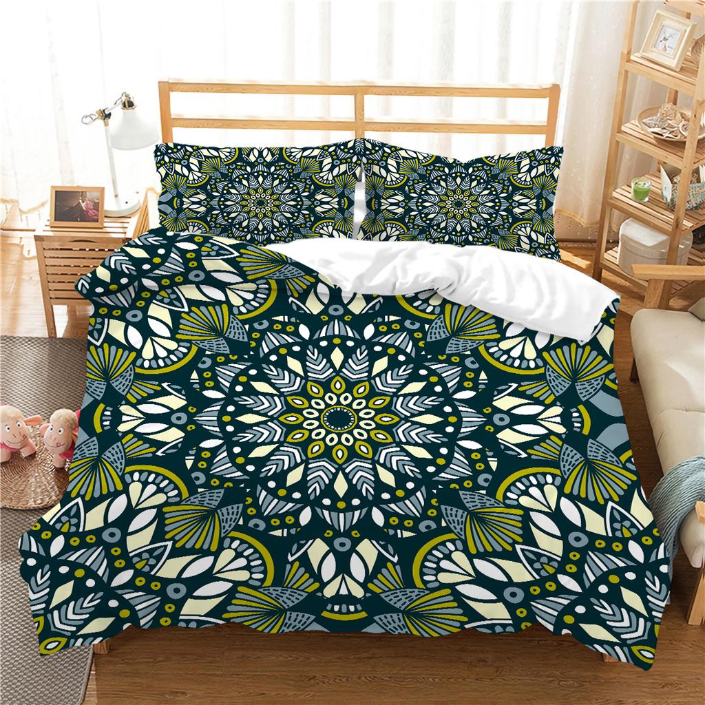 Pościel Domowa Łóżko Pojedyncze Łóżko Podwójne Poszewka na Poduszkę Mantra i Poszwa na Kołdrę Nadruk Bohemy Sypialnia Domowy Zestaw Pościeli