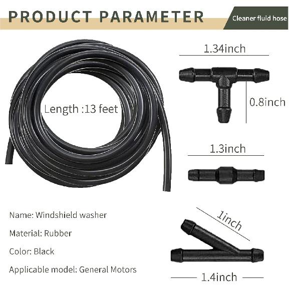 Tesnaao 30 PCS Car Windshield Washer Hose Kit, 13.1Ft Washer Fluid Hose & T-type Y-type I-type Hose Connector, Connect Water Pump and Nozzle Mounting