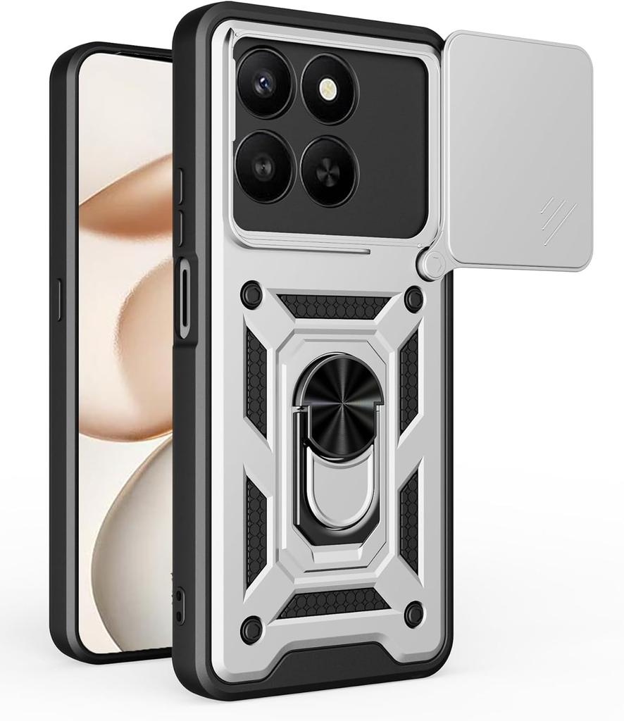 Armor Case For Honor 600 Lite 400 Pro 200 Lite X8D X9D X7D X8C X7C X6D x8b x7c x5c Protective Case with Sliding Camera Cover Ring Shockproof Case