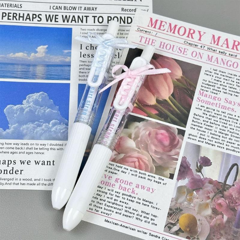 4Pcs Lace Ribbon Gel Inks Pen Retractable Gel Pen Ergonomic Grip 0.5MM Tip Fast Drying Inks for Office School Supplies