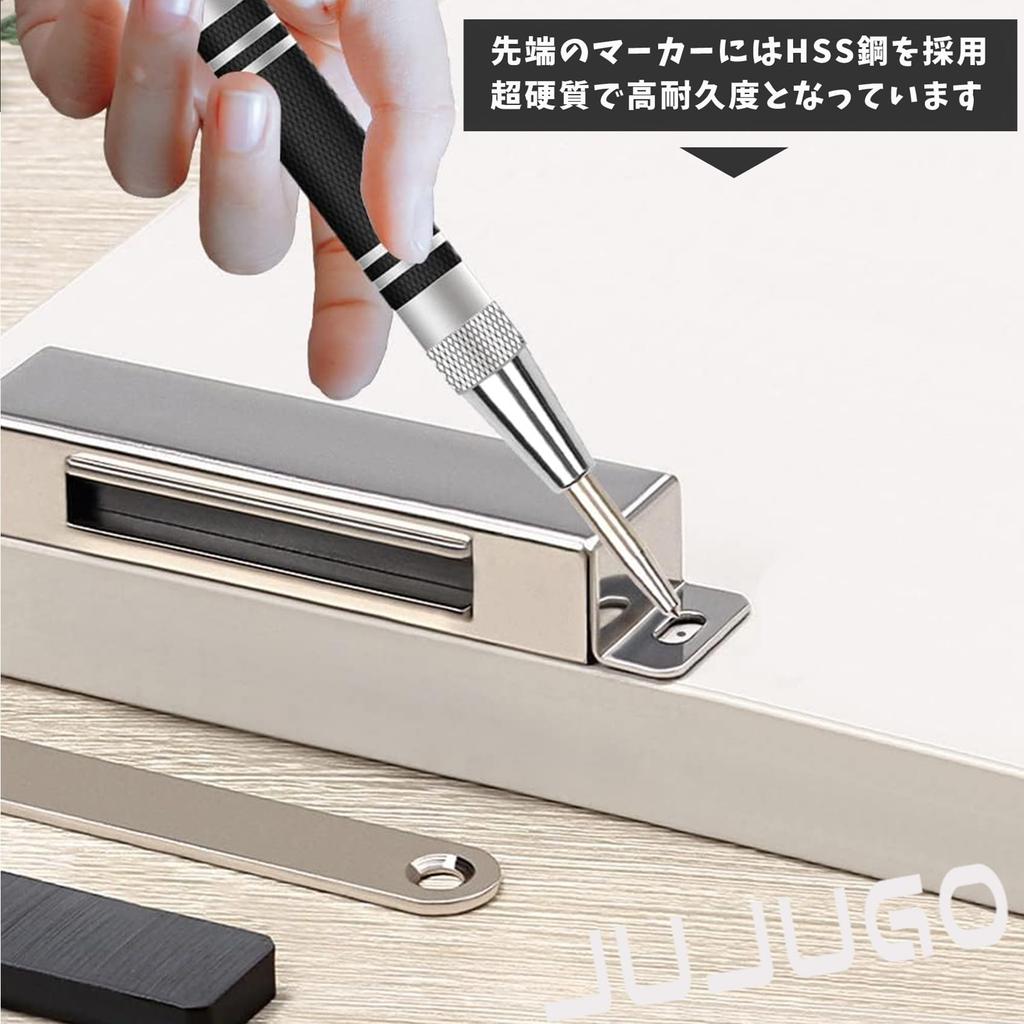 JUJUGO Automatic Center Punch Set of Automatic Hole Hand Tool with Adjustable Suitable for and Includes 2 Spare Needles 2, Marker, Impact, Windows,