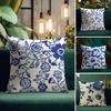 Blue Pattern Hot Cushion Cover Natural Linen Pillow Case DoubleSided Print Decorative Sofa Pillowcase Home Decor Gift