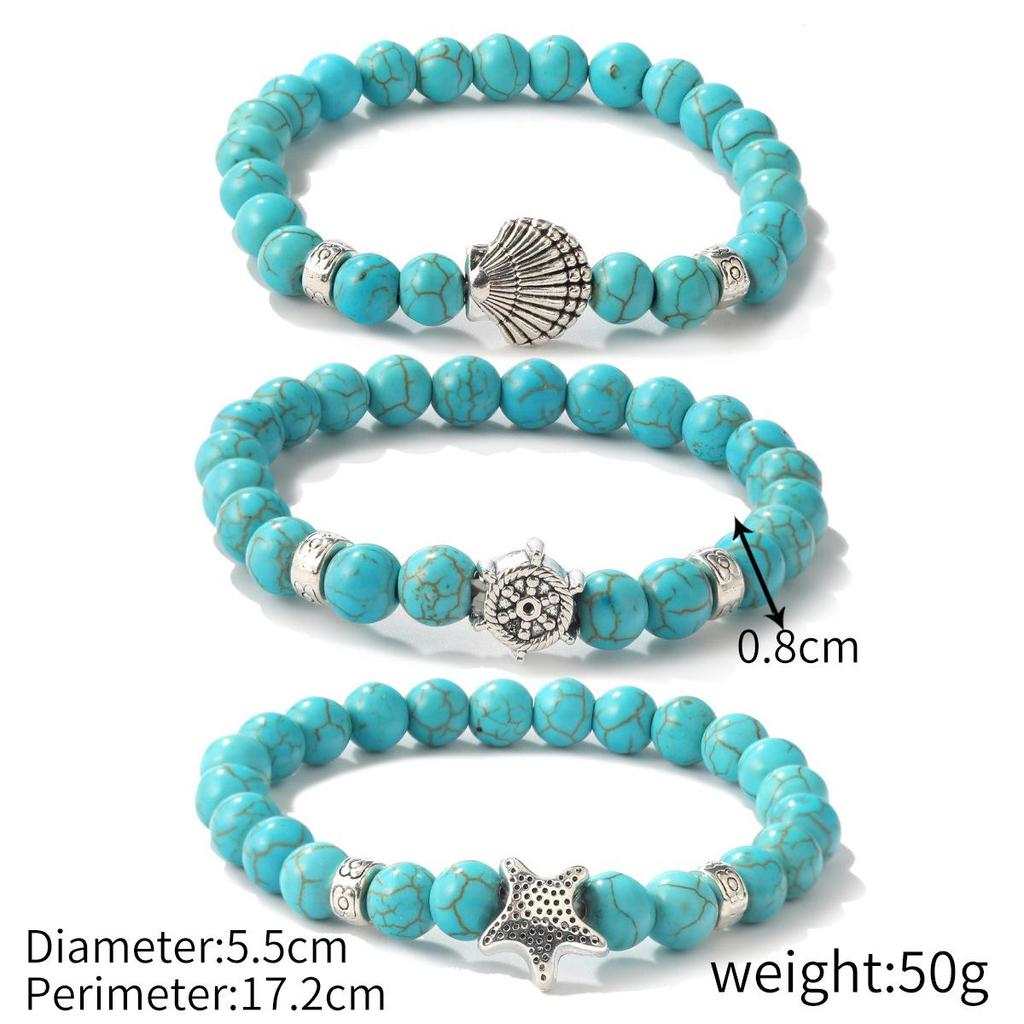 Vintage Turquoise and Natural Stone Bead Bracelet Set