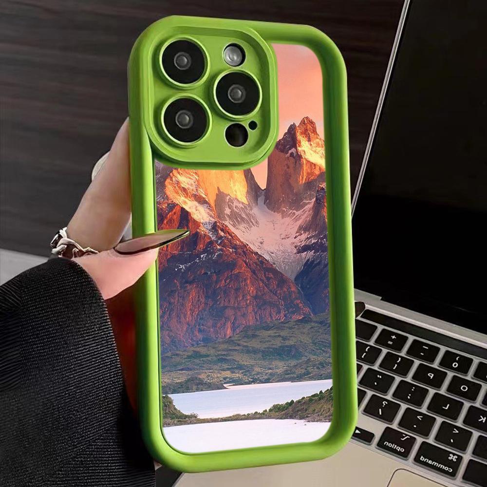 LZ25 Mountain Peak Forest Snow Silicone Phone Case for iPhone 11 13 14 15 16 Pro Max 7 8 16 Plus 12 Mini XS Max XR Shockproof Back Cover