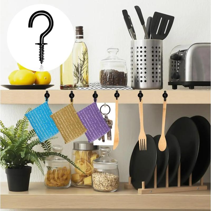 300/10Pcs Mini Screw Hook Multifunctional Wall MountIron Screw-in Hanging Plants Holder Ceiling Hooks Cabinet Keys Cup Hanger