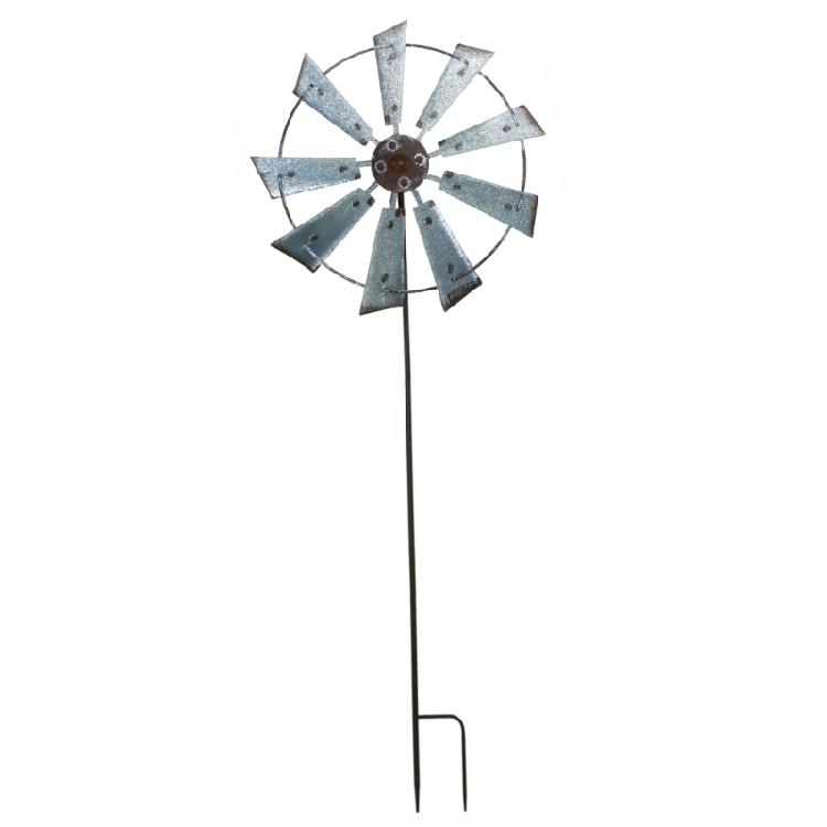 Wrought Iron Rotating Windmill Metal Wind Spinner Landscape Ornament for Outdoor 1