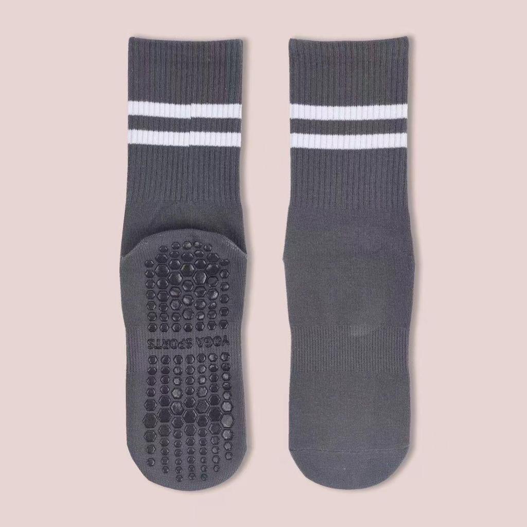 Women's Non-Slip Yoga & Pilates Mid-Calf Socks with Stripes