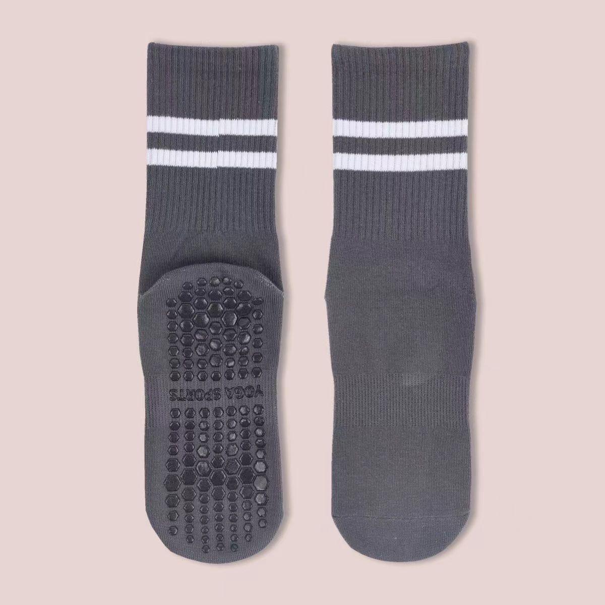 

Women s Non-Slip Yoga & Pilates Mid-Calf Socks with Stripes One Size
