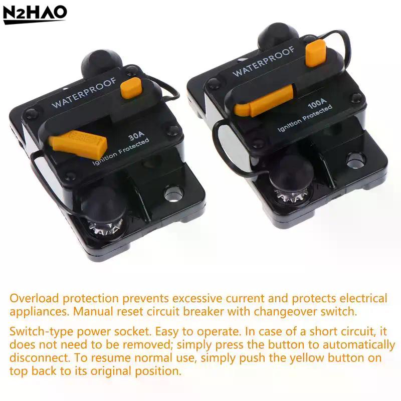 

DC12V-48V Waterproof 30A-300A Circuit Breaker, Manual Reset Fuse Holder For Car Boat Marine RV Solar System 30A