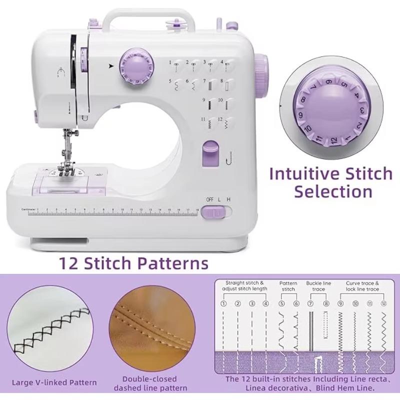 Electric Sewing Machine with Foot Pedal, Light, and Sewing Kit Tools for 12 Built-in Stitches and 2 Speeds, Extension Table