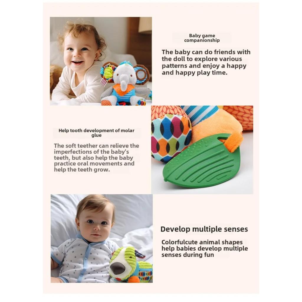 Baby Toys Plush Stuffed Rattle Toys Stroller Hanging Animals Bed Mobile Infant for Baby Toys 0 6 Months Peluche Sensorial Baby