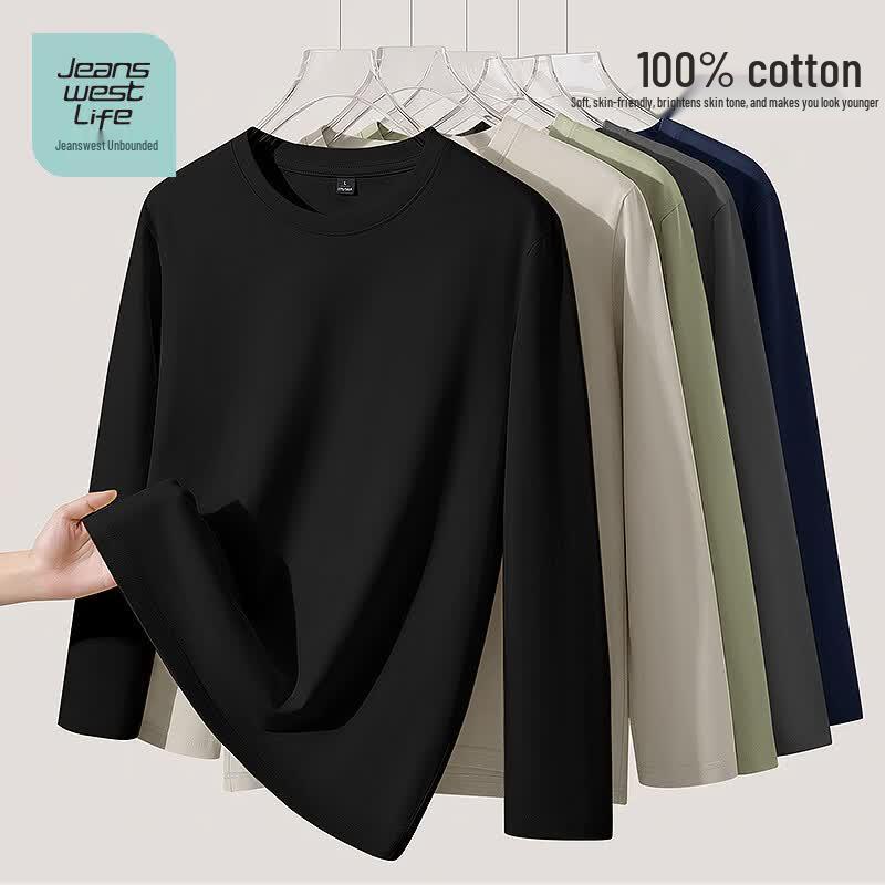 JEANSWEST LIFE Men's Heavyweight Cotton Long Sleeve T-Shirt