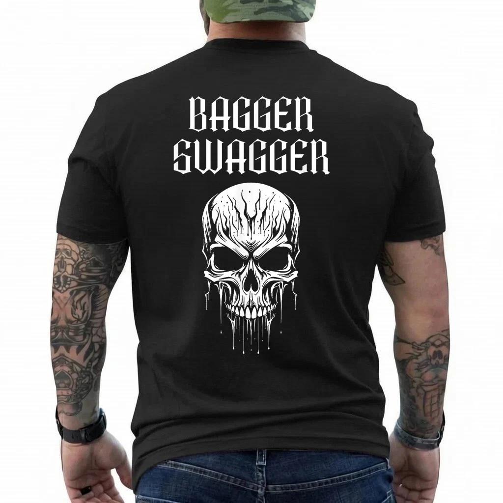 Biker Motorcycle Rider Bagger Swagger Skull T-Shirt 2XL