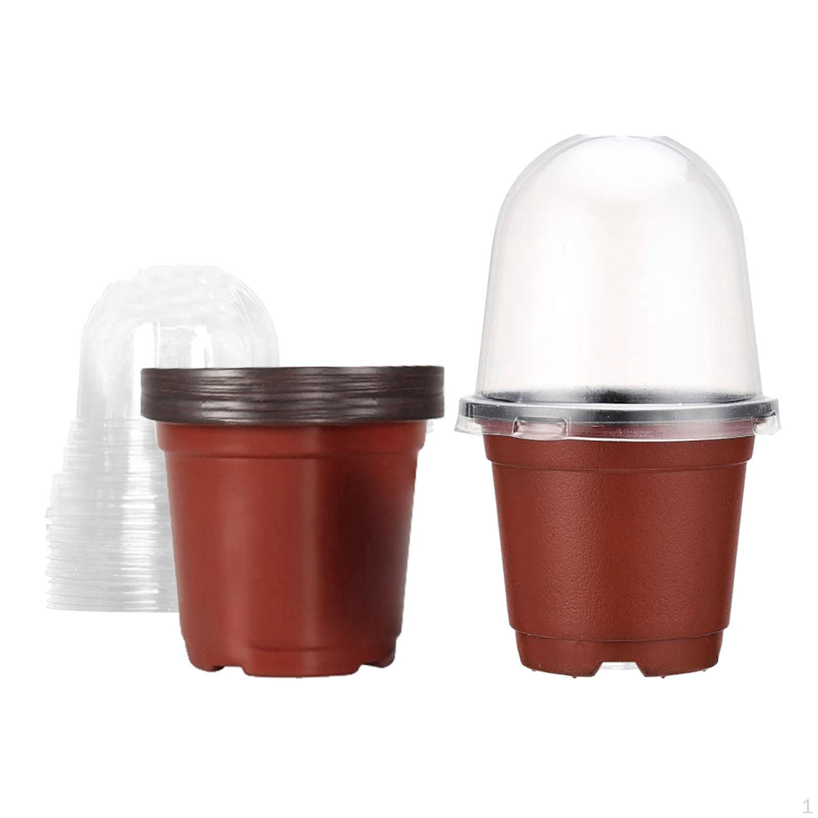 

10 садовых горшков с куполообразными лотками для начинающих, многоразовые моющиеся контейнеры для растений Red Pots