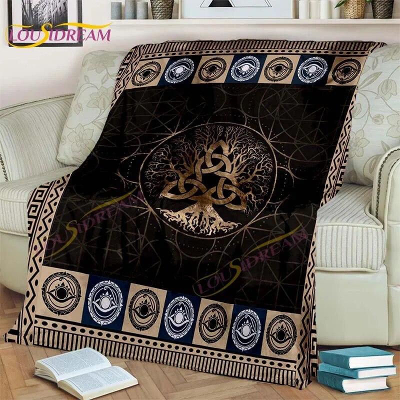 Bule Evil Eye Blanket Hamsa Hand Psychedelic Blanket for Travel Bedding Chair Adult Lightweight Bohemian Style Blanket Tapestry