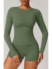 Set Yoga da Donna ad Asciugatura Rapida: Top a maniche lunghe slim fit e pantaloncini con tasche