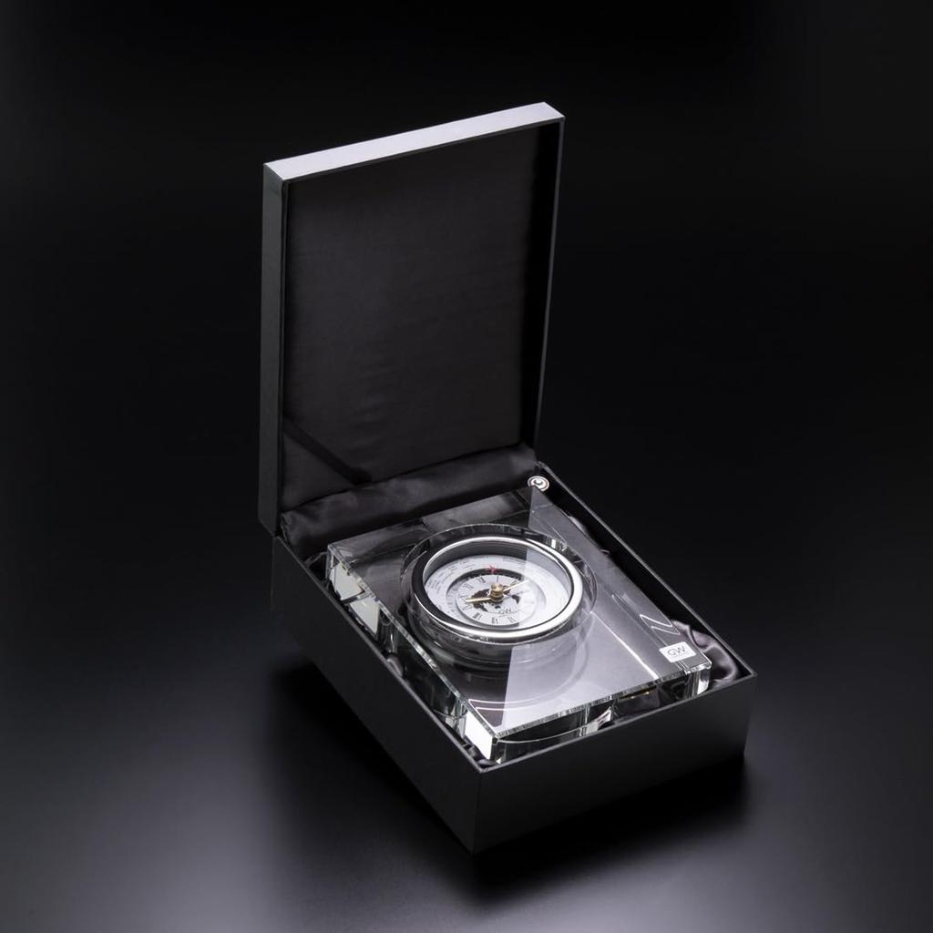 NARUMI Glassworks Monolith Clear Clock, 18cm Tall, World Clock GW1000-11064