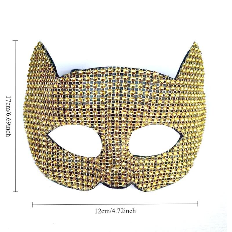 Black Gold Diamond Catwoman Mask Halloween Makeup Ball Performance Decoration