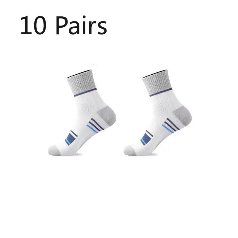 10 Pairs of Men's Autumn Color Striped Deodorant Non Slip Breathable Tube Socks