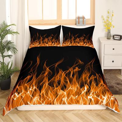 Flame Duvet Cover Sets for Teens Kids Queen Lightweight Down Quilt Covers Bedroom Decor 2 Pillowcases 1 Duvet Cover No Comforter