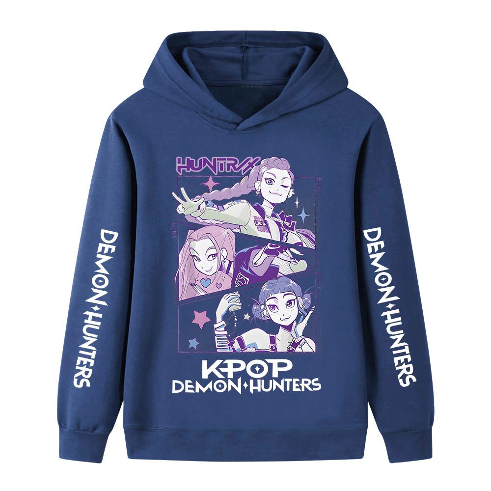 B1198XX Kids Boys Girls Kpop Rumi Zoey Mira Huntrix Print Long Sleeves Hoodie