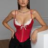 Sexy Chest Wrap Mesh Stitching Lace Bra Fishbone Sling Inside and Outside Top