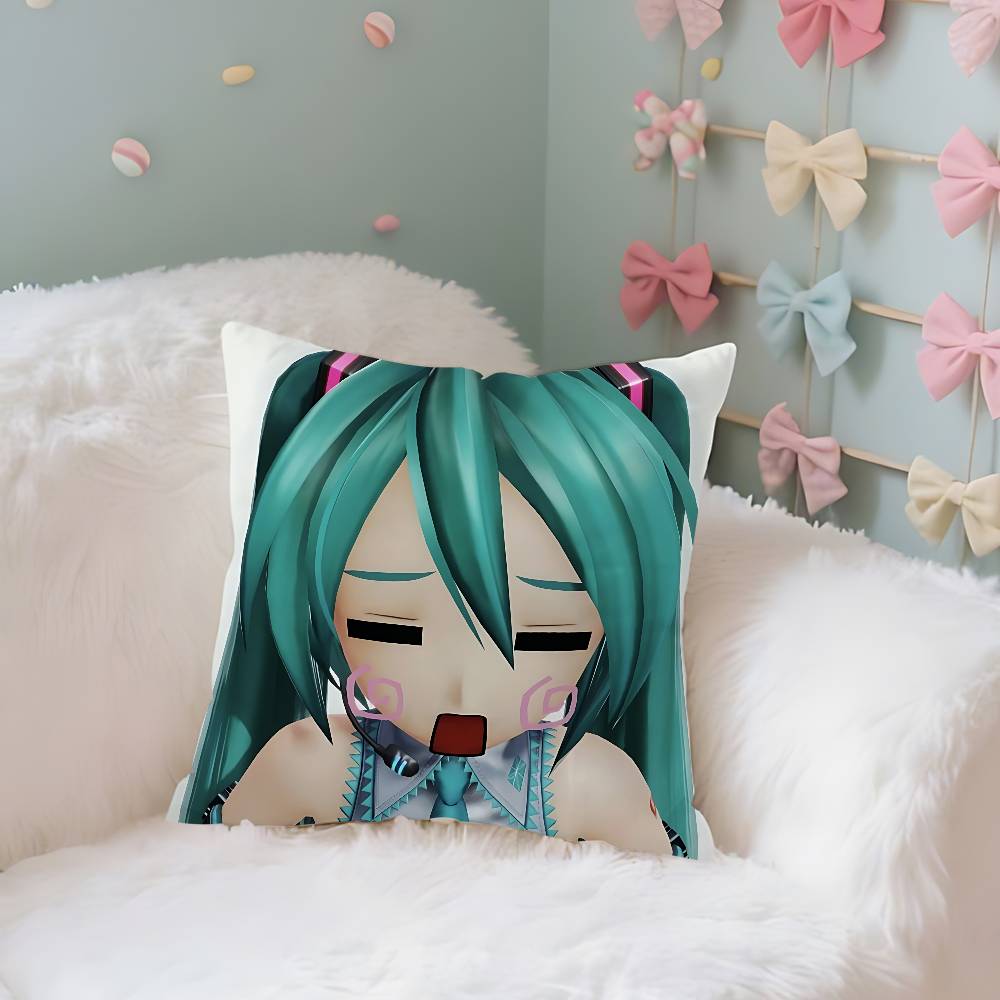 Anime-H-Hatsune-Mikus Kawaii Throw Pillow Covers Pattern Cushion Cover Suitable For Sofa Bedroom Car Pillow Cover