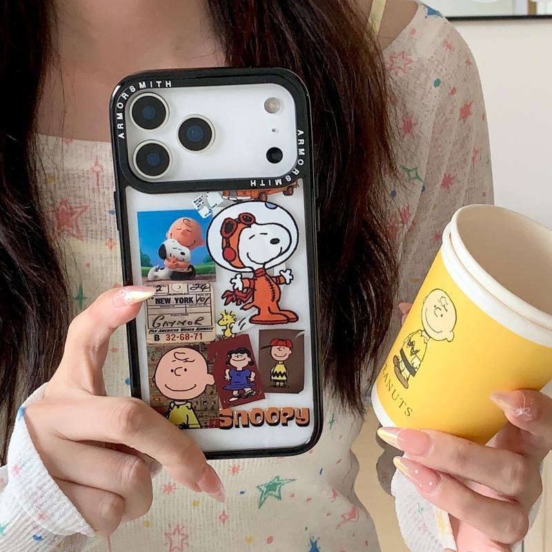 Cartoon Cute Snoopy Peanut Charlie Magsafe Wireless Charge Case For iPhone 11 12 13 14 15 16 17 Pro Max Snoopy Magnetic Holder