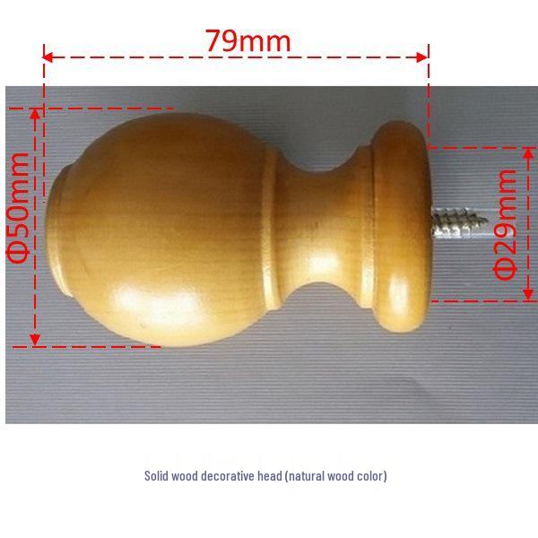 Solid Wood Curtain Rod and Track Accessories: Single/Double Bracket, Base, Decorative Head