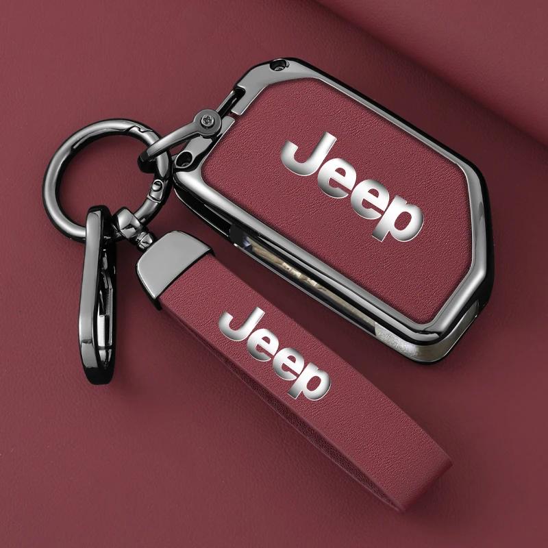 For Jeep Metal Leather 2 3 4 Buttons Car Flip Key Case Cover For Jeep Gladiator JT Sahara JLU Wrangler JL Rubicon 2018 2019 A