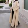 Women's Solid Color Oversized Open Front Abaya Maxi Cardigan Long Sleeve Muslim Kimono Outerwear