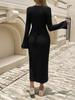 Women's Slim Fit Flared Sleeve Solid Color Knit Dresses