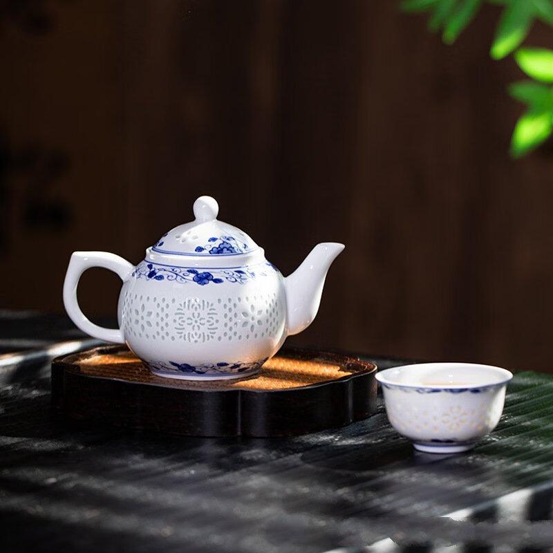 Shangqi Blue and White Linglong Ceramic Tea Set