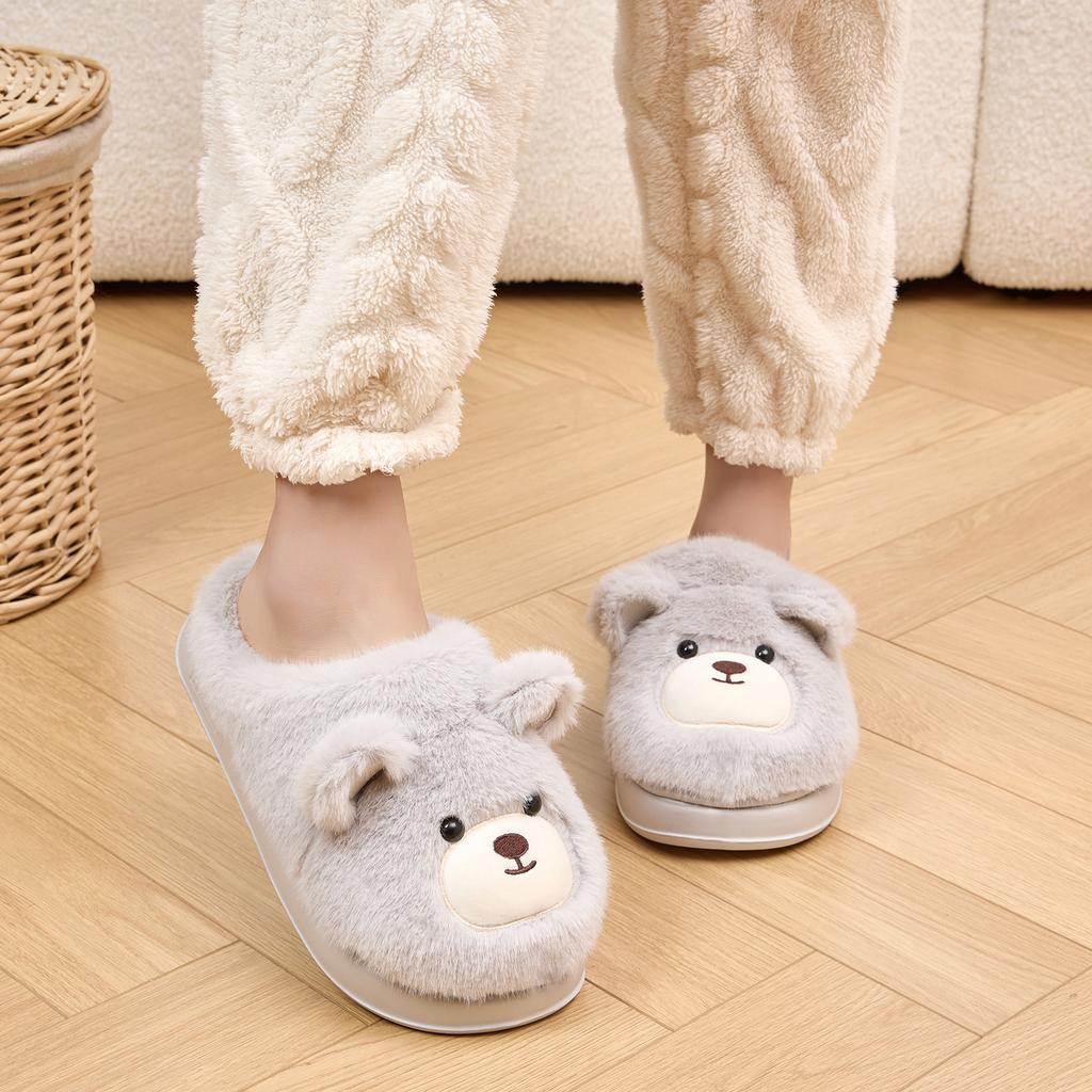 Cartoon Women Home Slippers Plush Warm Thick Bottom Slides Cute Soft Non-slip Slippers Indoor Outdoor Men Casual Slippers