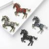 Rhinestone Running Horse Brooch Vintage Brooch Pins Gift Zodiac Animal Badge  Cultural Art