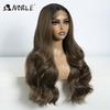 Šlechetná syntetická paruka s krajkou vpředu Dlouhá vlnitá paruka 26 palců Krajkový díl Tělově vlnitá krajková paruka Pro ženy Hnědá Ombre Blond Cosplay paruka