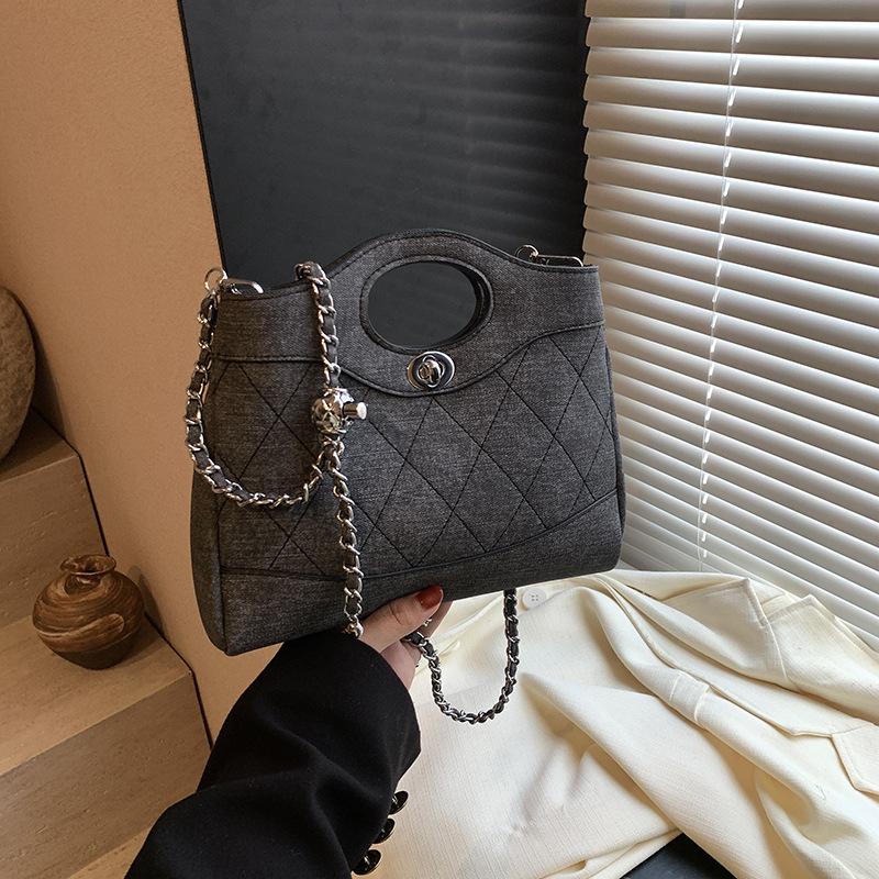 Премиальная сумочка модная ретро сумка для поездок женская летняя новая нишевая цепочка сумка-мессенджер чёрный