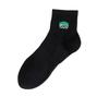 Men's Spring Summer Solid Color Embroidered Cotton Breathable Sweat-Absorbent Sports Socks for Teens and Students