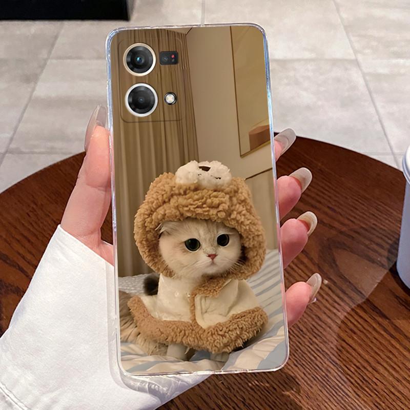 Case For OPPO Reno7 Reno8 4G Reno 7 8 Capa Clear Silicone Soft TPU Cover For Oppo F21 Pro F21S Pro 4G Cute Rabbit Cat Phone Case