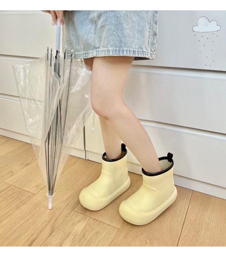 Korean-Style Chunky Heel High-Top Rain Boots for Women - Spliced Candy Color, Thick-Soled Rubber Shoes for All Seasons