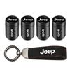 4PCS Jeep Tire Valve Stem Caps + Suede Keychain Set for Renegade Grand Cherokee Patriot Wrangler Compass Auto Accessories ALS1