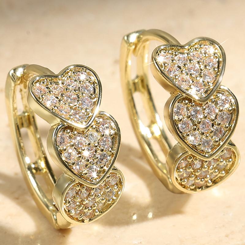 Luxury Cubic Zirconia Gold Color Zircon Hoop Earrings For Women Luxury Circle Crystal Girls Party Zircon
