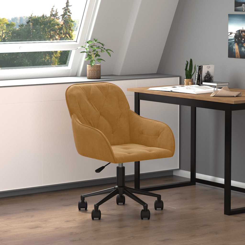 Office Chair Swivel Brown Velvet