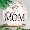 Blessed Mom Religious Metal Wall Art Elegant Floral Aluminum Plaque X Inch Christian Home Decor for Spring Christmas