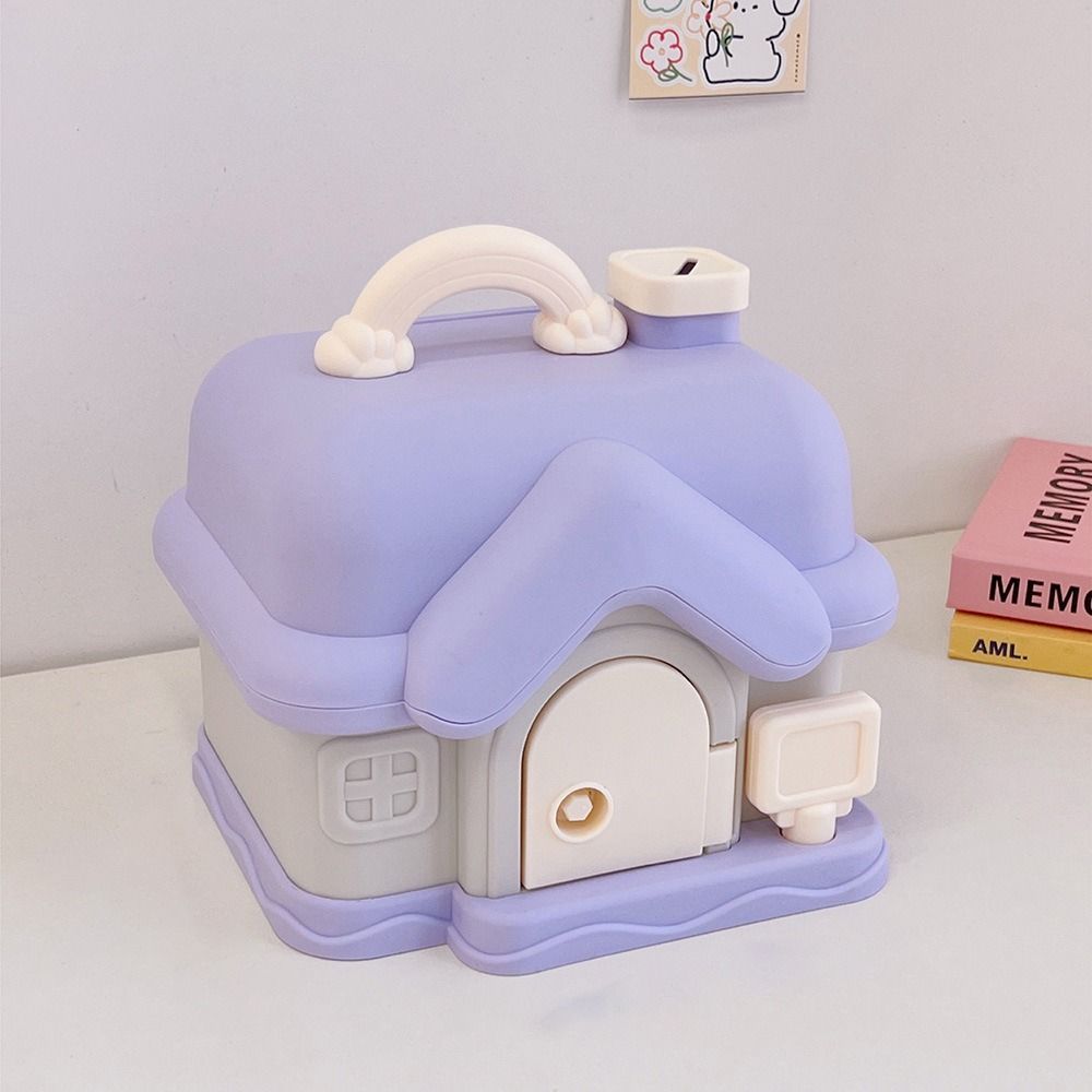 

С замком и ключами мультяшная копилка в форме домика милый копилка в форме домика детский подарок Pink-style 1