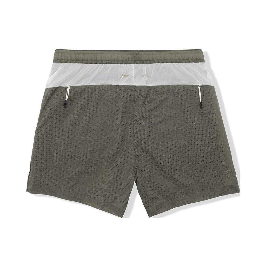 Li Ning X Soulland Collaboration Color Block Lace-Up Sports Shorts Men Shorts Green AKSSC37-2