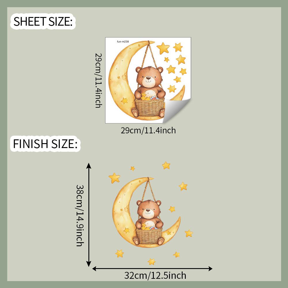 

Мультяшный Мишка Спокойной ночи Кролик Звезды Ванная Туалет Туалетные наклейки Украшение и Декоративные наклейки для дома 29*29CM/fun-m238